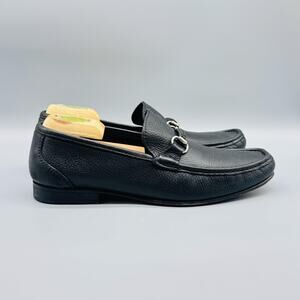 Sandrino Moscoloni Shoes Mens 10.5 Black Leather Horsebit Loafers Slip On Dress
